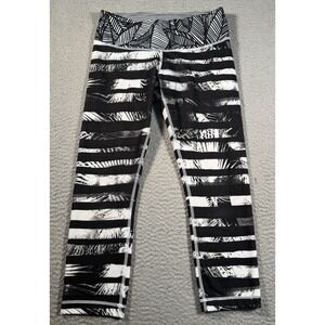 Lululemon Wunder Under Leggings Womens 6 Black Striped Cropped Gym Yoga Workout